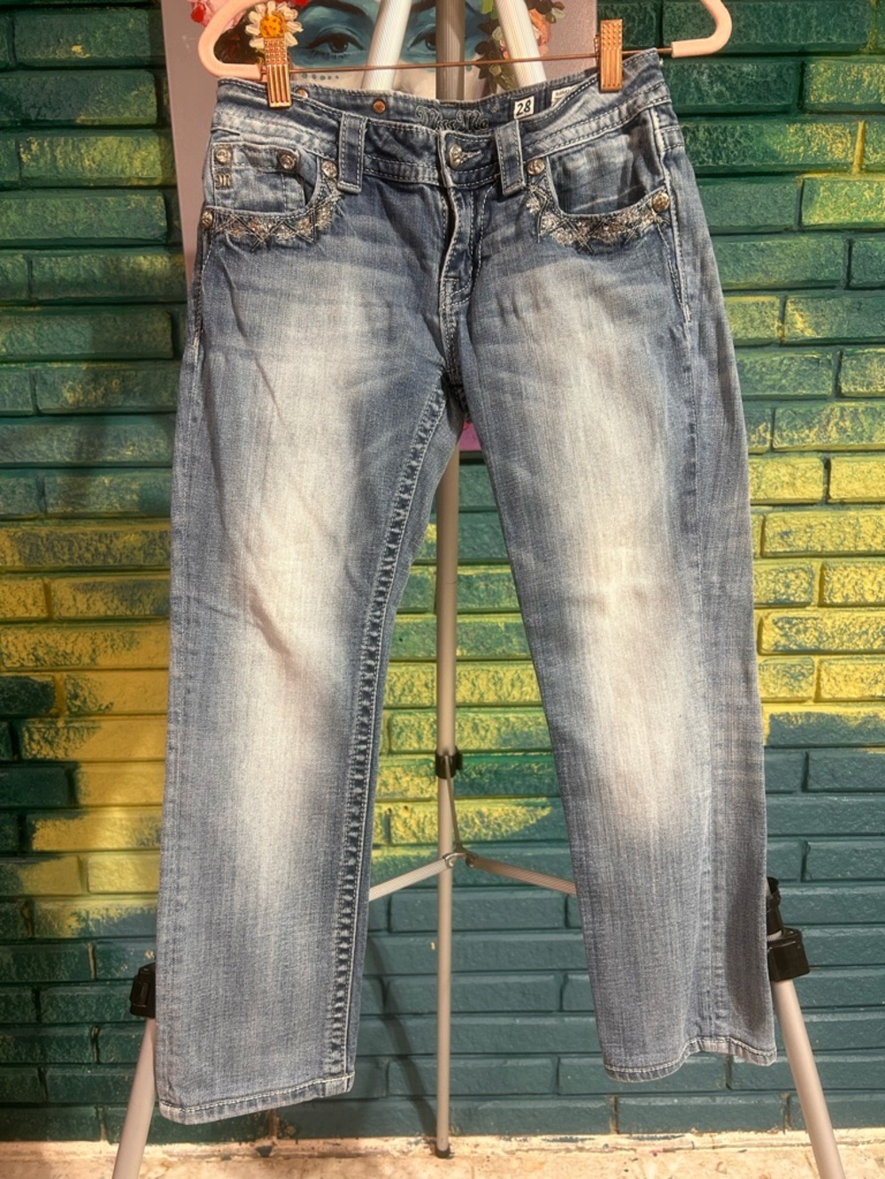 Miss Me  Light wash Straight-Leg Jeans cropped 28
